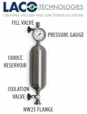 充气式漏孔 带压力计 高容积1000CC 双阀门  LACO Leak Standard, 1000cc, gauge, manual iso valve, nw flange